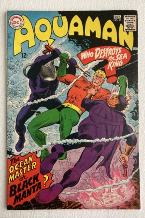Aquaman #35 comic cover, first appearance of Black Manta, DC 1967.